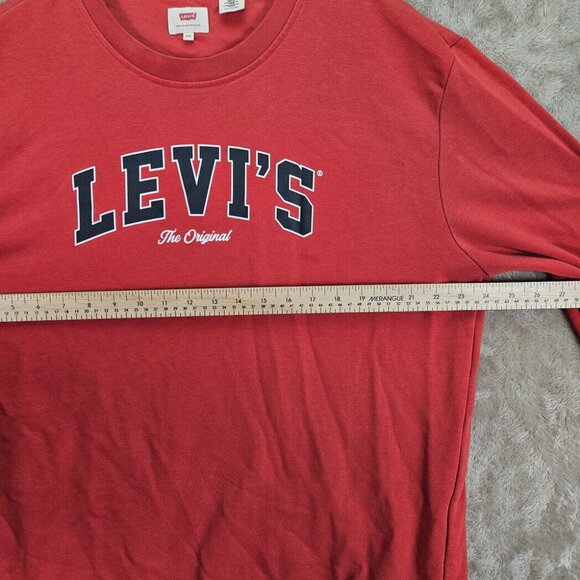 Levi's The Original Spell Out Sweatshirt Unisex Sz XXL Red Long Sleeve Pullover - Picture 3 of 10